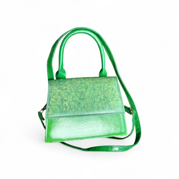 Fairy purse with flowery reveal tiny green handbag crossbody with handle 6x3x5 - Picture 4 of 14